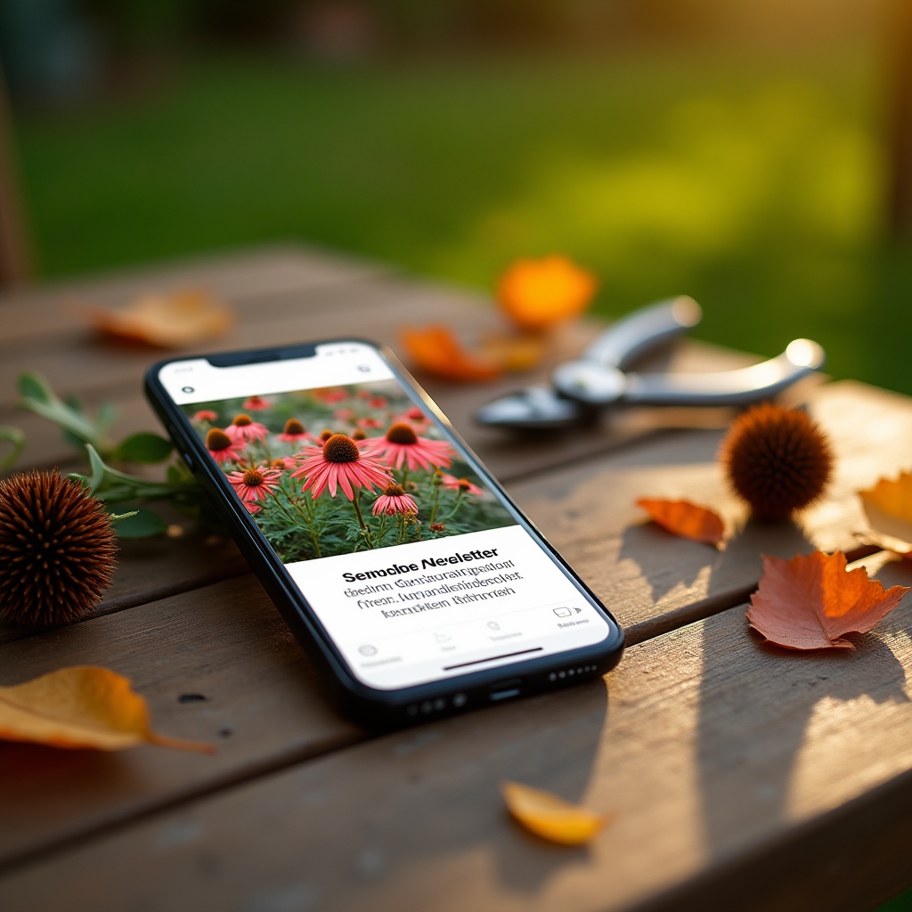 Saisonaler Newsletter für Gärtnerei-Kunden auf einem Smartphone